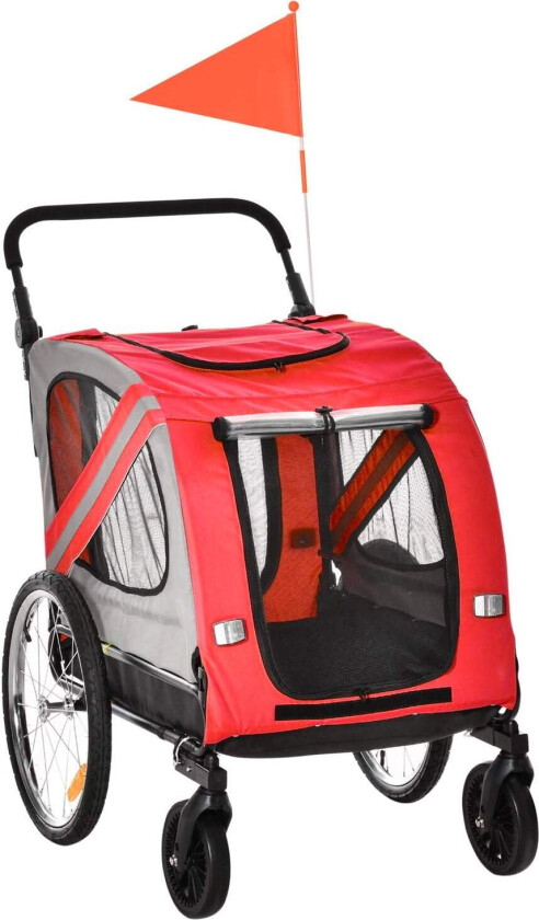 2-i-1 hundevogn og sykkelvogn med reflekser 20 kg