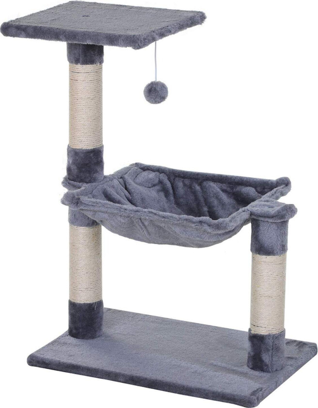 Grått klatretre for katt med sisal og hengekøye