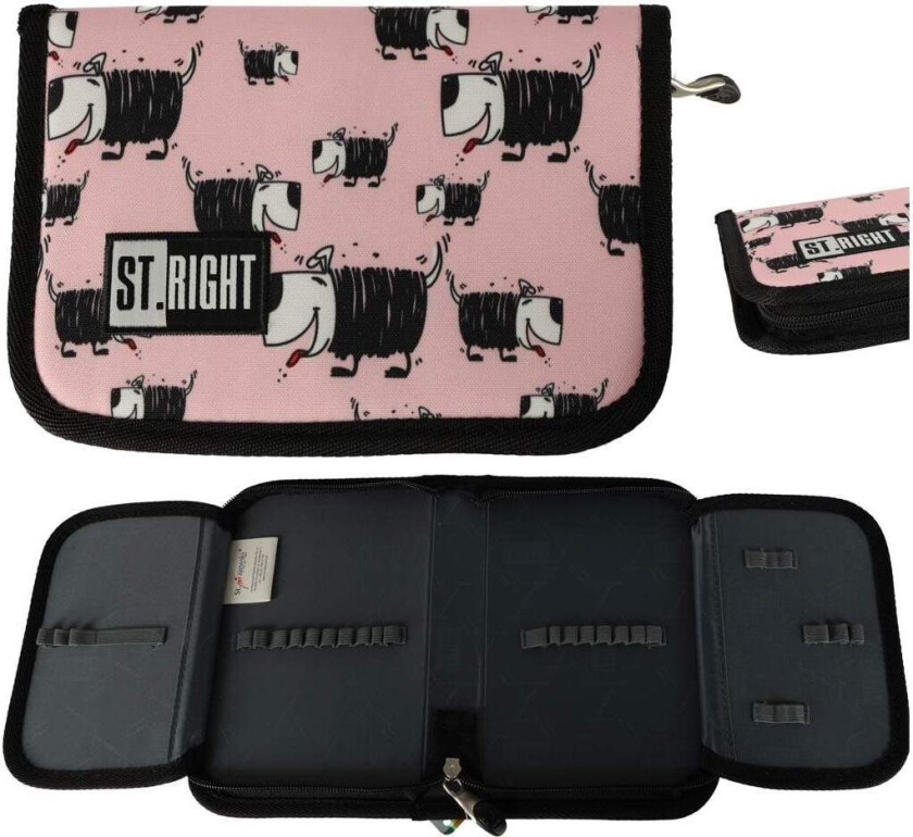 Rosa pennal med hundemotiv - flere rom