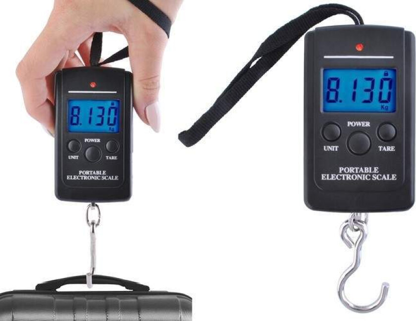 Elektronisk bagasjevekt 40 kg med LED og tara