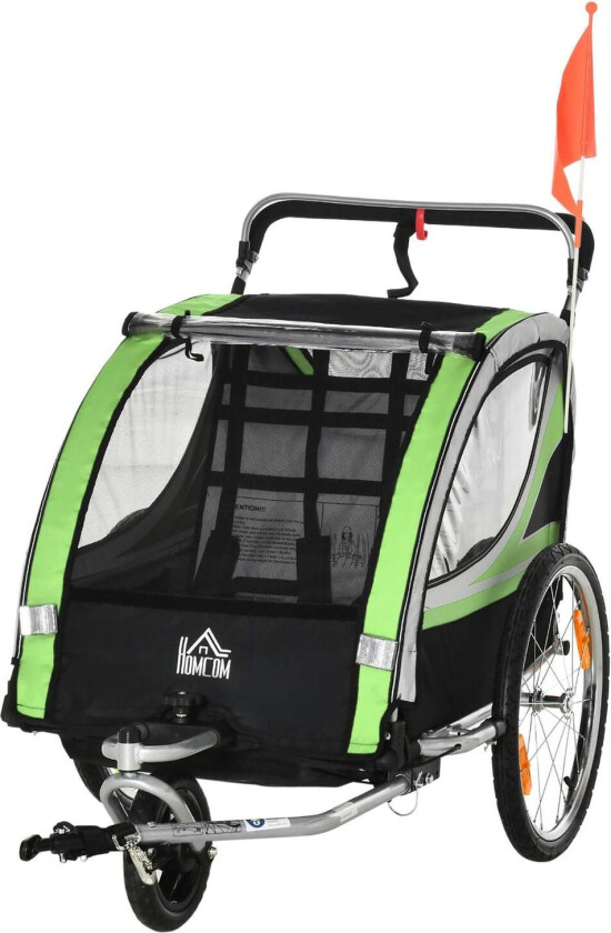 2-i-1 barnevogn/sykkelvogn, 5-punkts belte, 360° roterbar