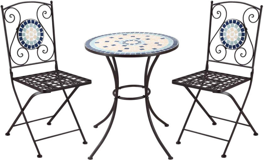 Nostalgisk bistrosett for 2, flerfarget mosaikk