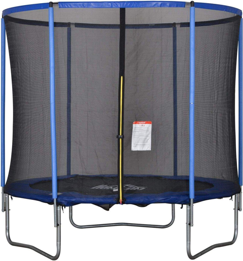 Trampoline med sikkerhetsnett for hage Ø244 cm