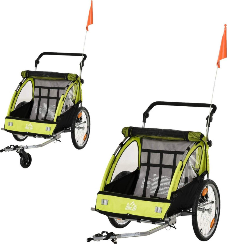 Sykkelvogn Jogger 2-i-1 Barn Grønn/Sort 360° Safe