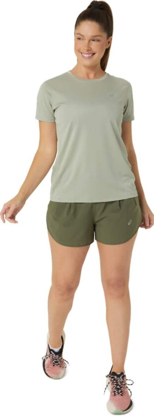 Asics Women's Core Short Sleeve Top Olive Grey XS, Olive Grey
