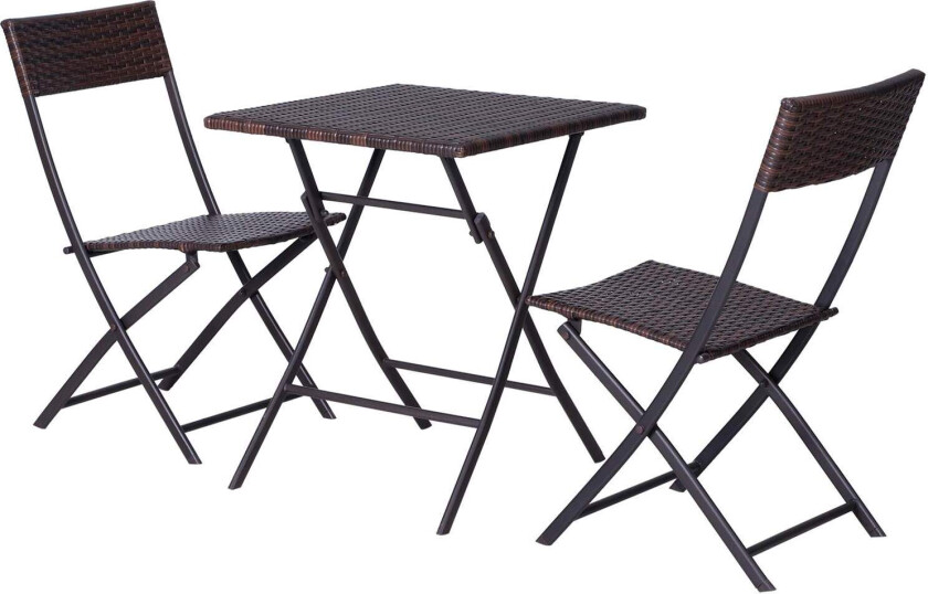 Brunt Polyrattan Bistrosett for 2, Hagemøbler