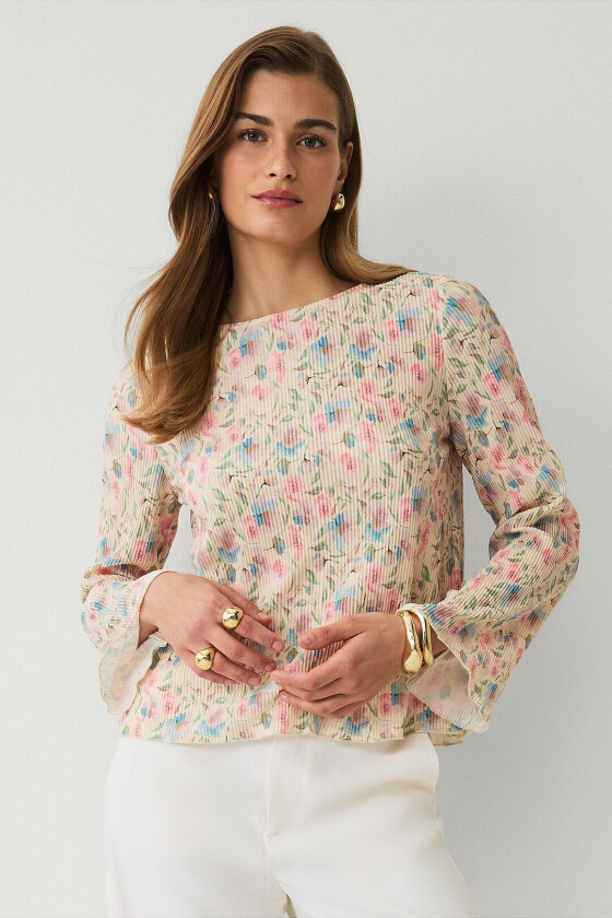 Topp med plisseringer - Gul