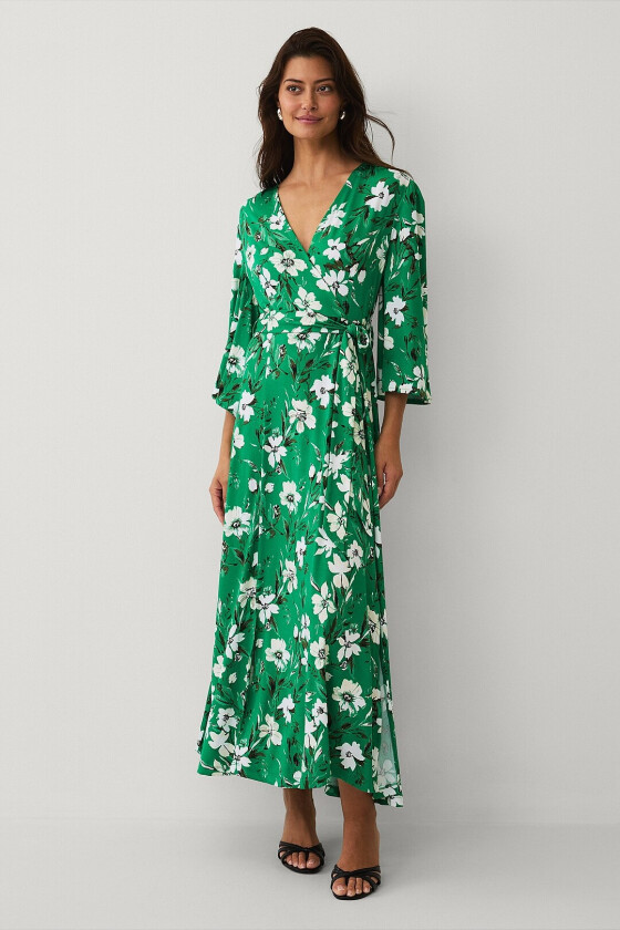 Maxikjole med knytbart belte - Grønn