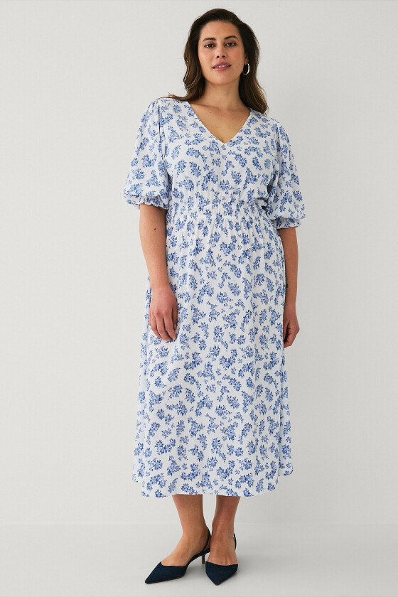 Kjole med puffermer - Blå