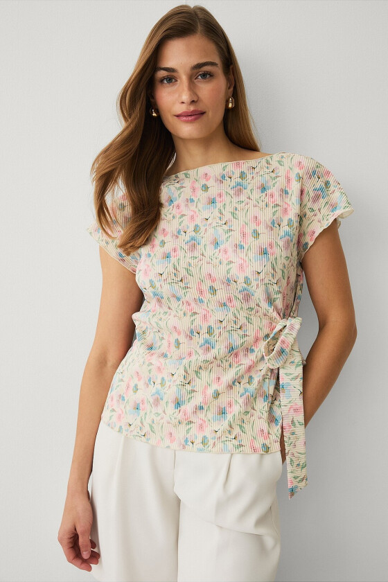 Topp med bindedetaljer - Gul