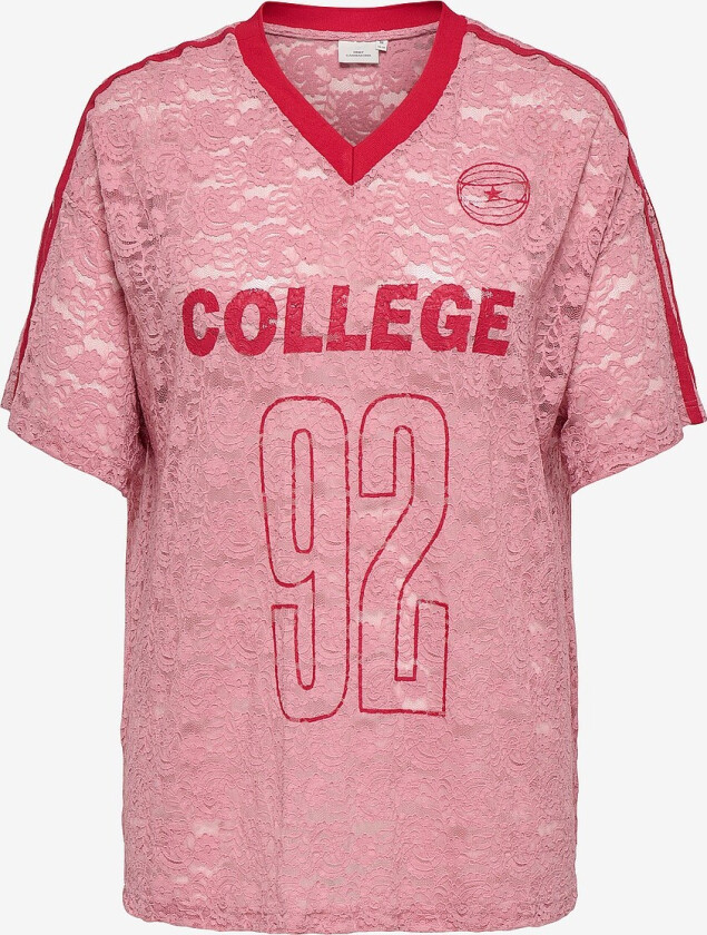 Topp carKia S/S O-neck Lace Tee Jrs - Rosa