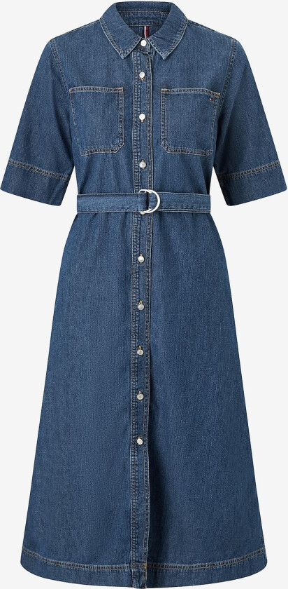 Denimkjole Dnm Lor Fit & Flare SS Dress - Blå