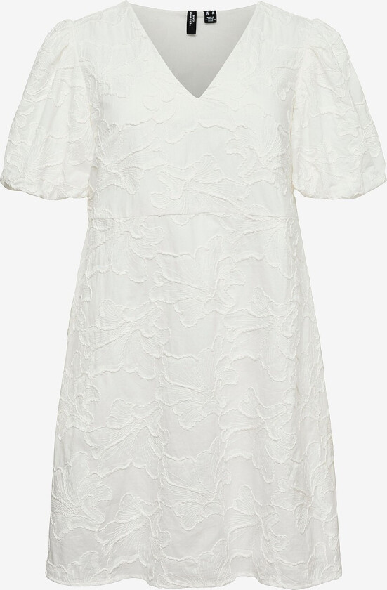 Kjole vmcAnn Emb SS Short Dress Wvn Curve - Hvit