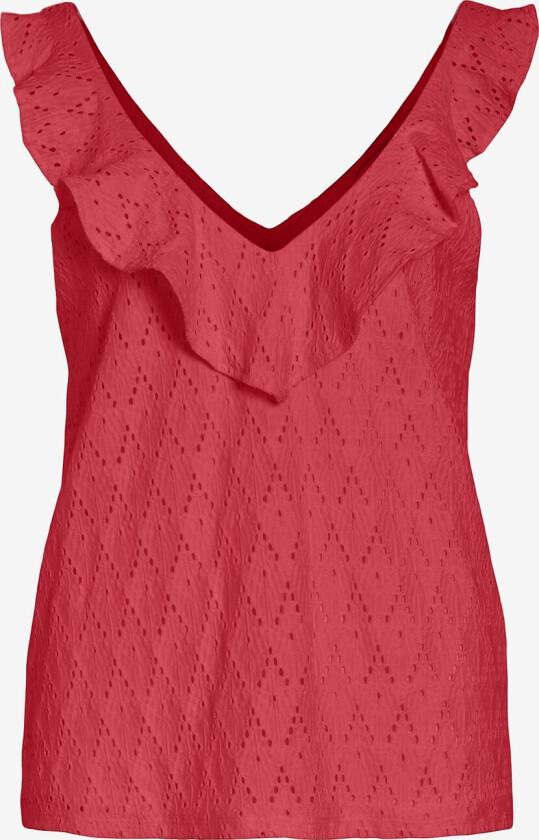Topp viAmalina V-neck S/L Flounce - Rød