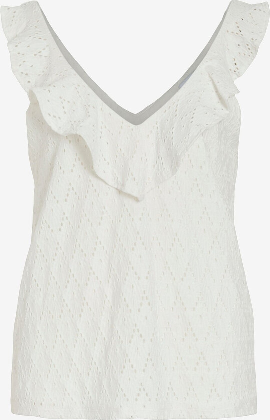 Topp viAmalina V-neck S/L Flounce - Hvit
