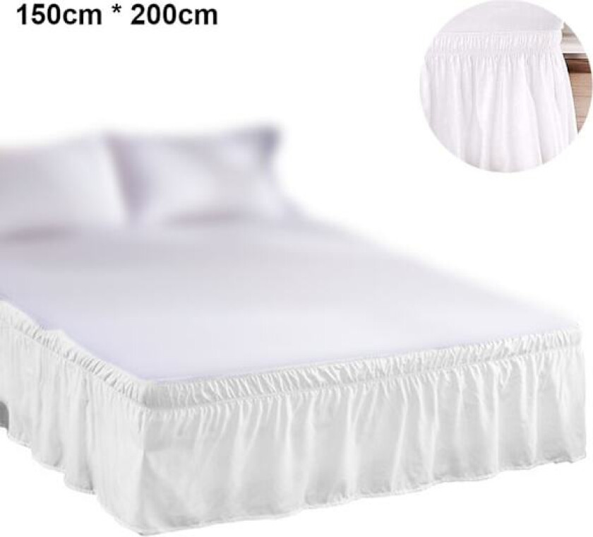Sengesett, 150cm*200cm Ren Farge Lett Å Montere Sengeskjørt Hotell Elastisk Bånd Uten