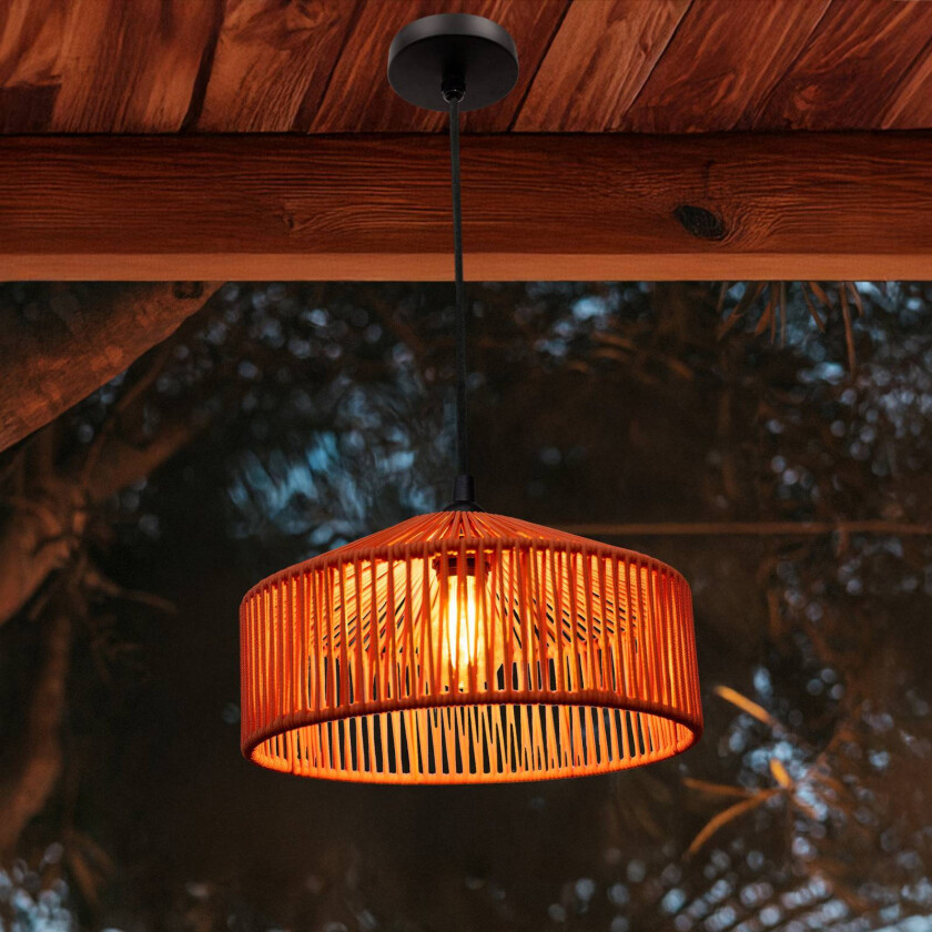 pendellampe Calabardina, brun, tau, Ø30cm, IP44