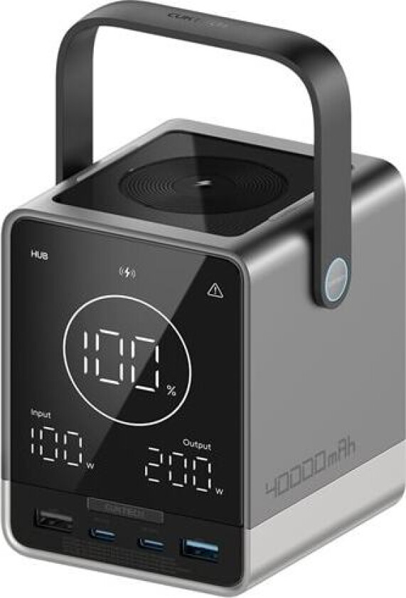 Bilde av Powerbank 300W 40000mAh med trådløs lading 2x USB-C + 2x USB-A - Svart