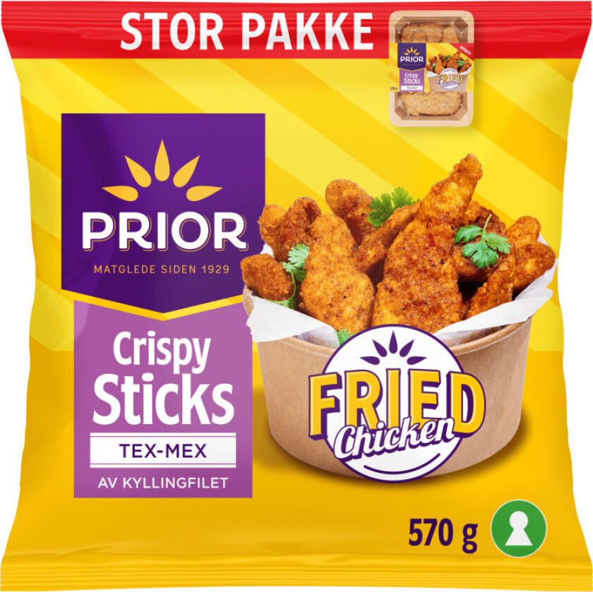 Crispy Chicken Crispy Sticks er friterte og smakfulle sticks med tex-mex kryddermiks og høy andel ren kyllingfilet. Med får du garantert norske kjøttråvarer.