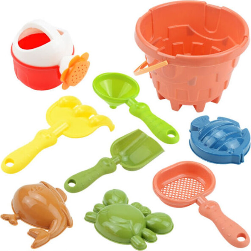 Bilde av 9 stk strandleker sandleker sett for barn sandformer spade strandbøtte sommer utendørs reise sandleker til strand