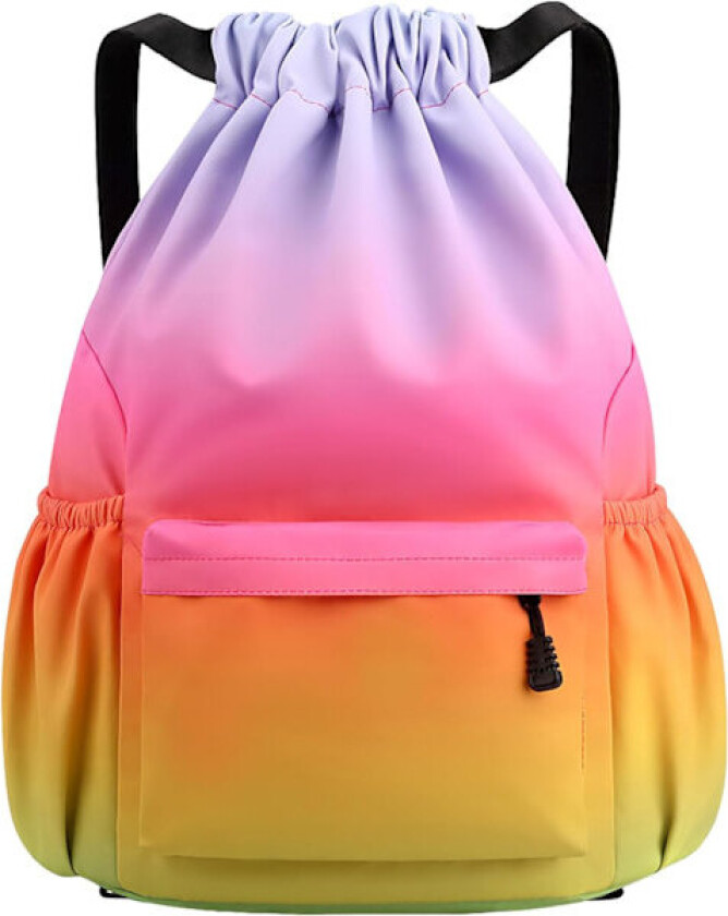 Gymbag med snøring, store gymbager med snøring med nettinglommer, vanntett nylon gymbag med snøring