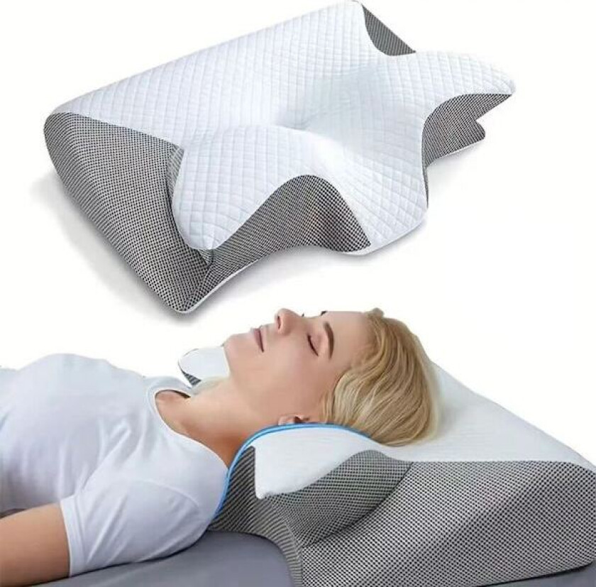 Ergonomisk Ortopedisk Pute / Hodepute i Memory Foam - Pustende og lindrer nakkesmerter Nakkepute grå