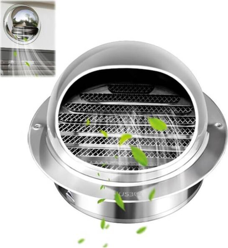 ING Sfærisk grill Ø 80 mm - Halvsirkelformet avtrekkshette - Sirkulært lukegrilldeksel - Ventilasjonshette - Innebygde klips - Grovmasket