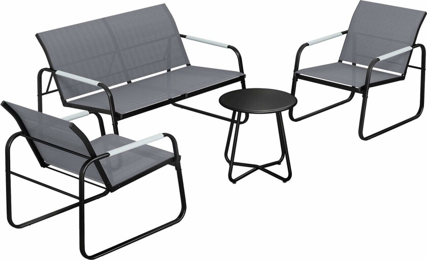 Utendørs loungesett for 4 – pustende sofa, stoler, bord