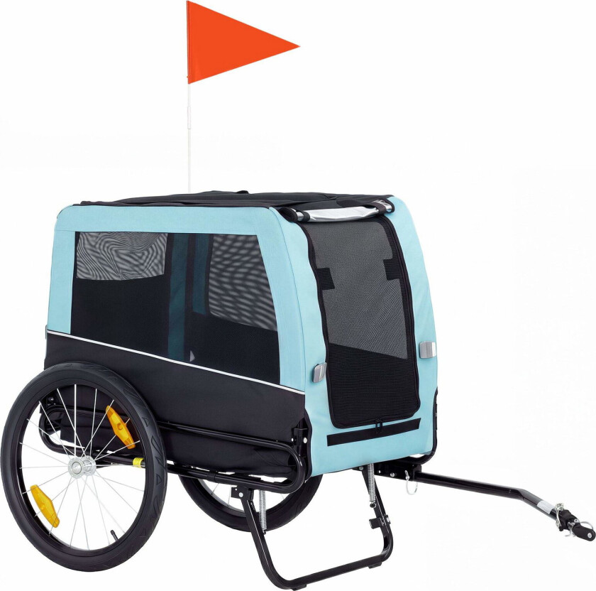 Sammenleggbar sykkelvogn til hund – reflekser, bånd, 20 kg grense
