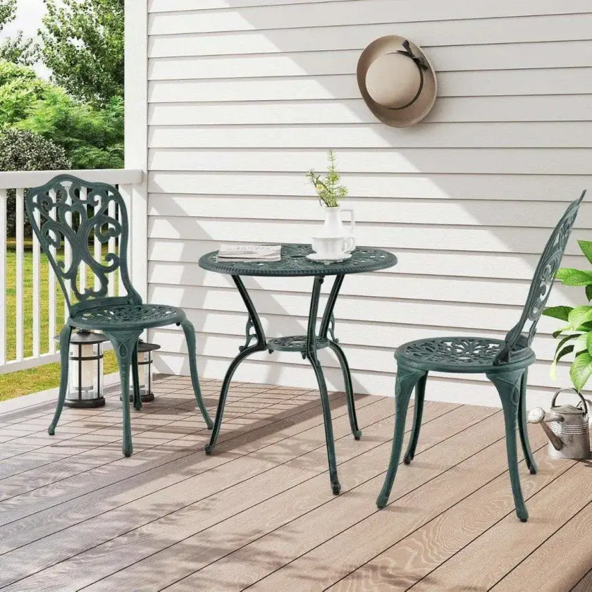 Utendørs bistrosett – aluminium, værbestandig, 3-delt