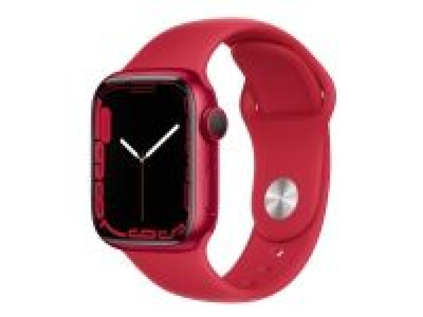 Watch Series 7 (GPS + Cellular) - (PRODUCT) RED - 41 mm - rød aluminium - smartklokke med sportsbånd - fluorelastomer - rød - båndbredde: Regular - 32 GB - Wi-Fi, Bluetooth - 4G - 32 g