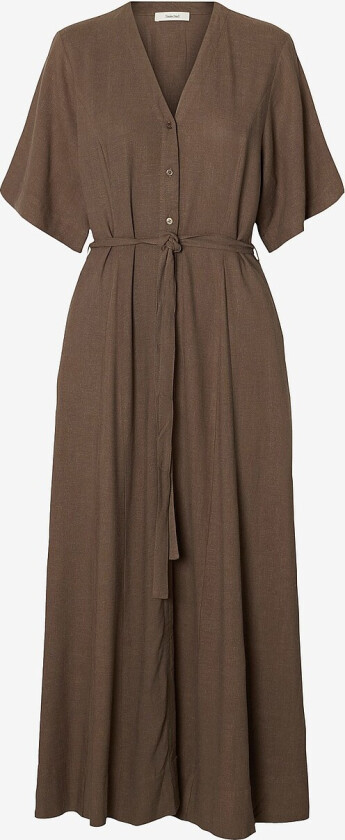 Maxikjole slfViva Regular Linen Blend - Natur