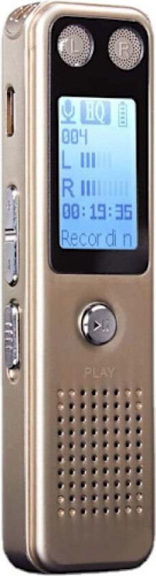180 timers batteristemmeopptaker - Diktafon 8 GB utvidbar med ytterligere 32 GB - Passordbeskyttet - Innebygd mikrofon