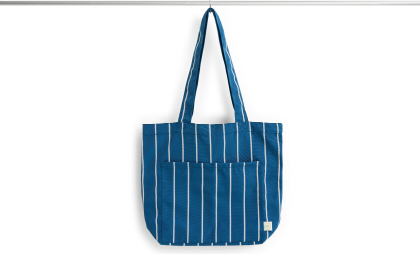 Hay Outdoor Market Tote Bag Medium Blue With Beige Stripe - Piknikkurver Resirkulert Polyester Blå - AE966-A602-AS28