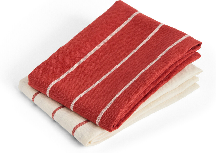Bilde av Hay Outdoor Market Tea Towel Set Of 2 With Red Stripe - Kjøkkenhåndklær Lin Beige - AE957-A668-AS26