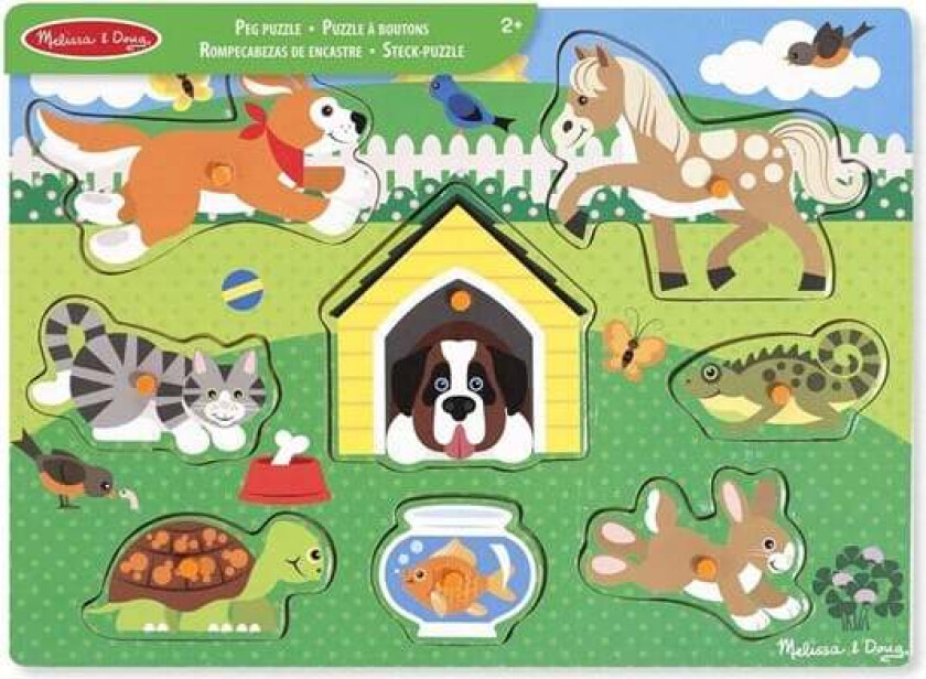 Wooden Peg Puzzle Pets Tre