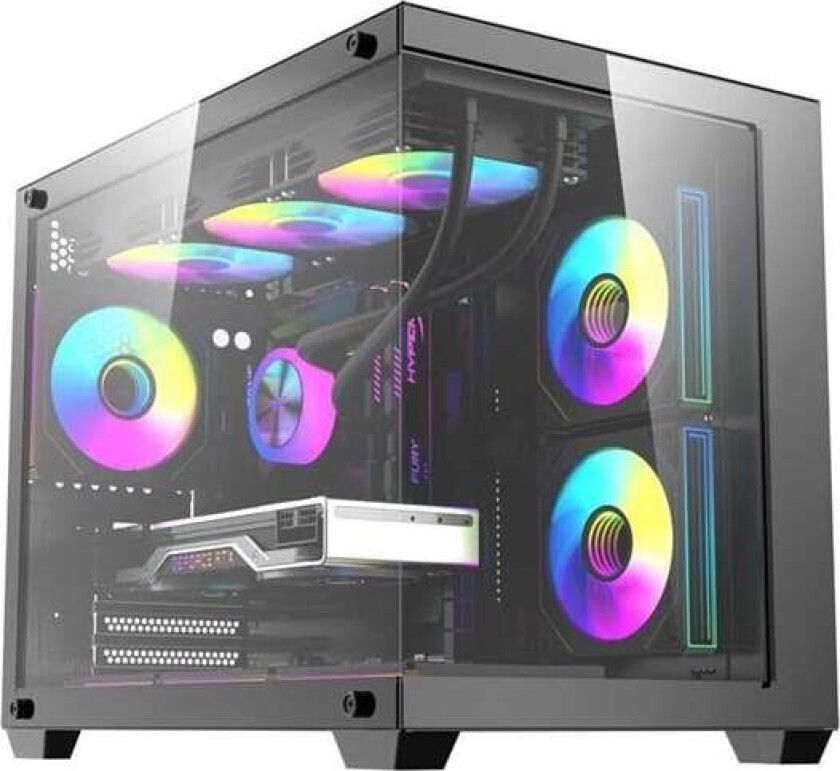 B275 PRO Computer Case + 6 Fans - Kabinett - Svart