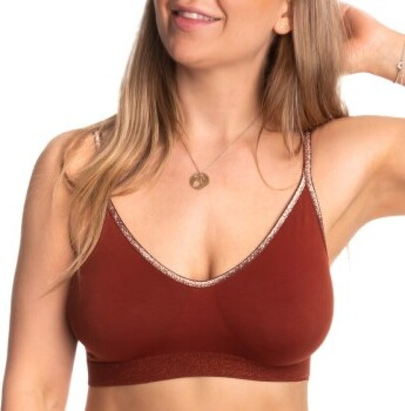 BH Lucia Glitter Bra Top Rustorange polyamid Small Dame