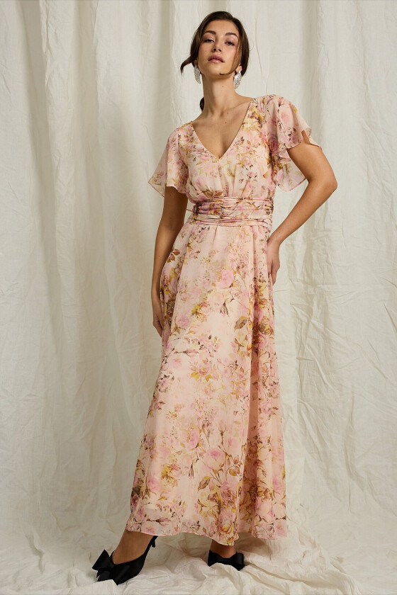 Maxikjole med knytebånd - Gul