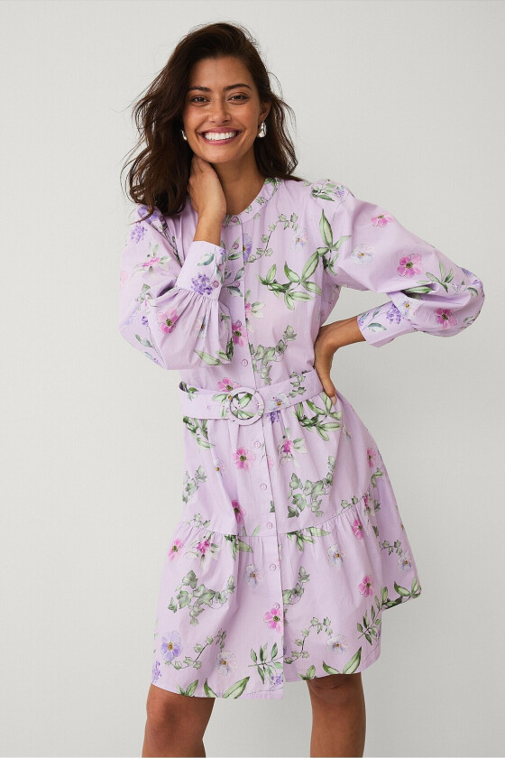 Kjole med belte - Lilla