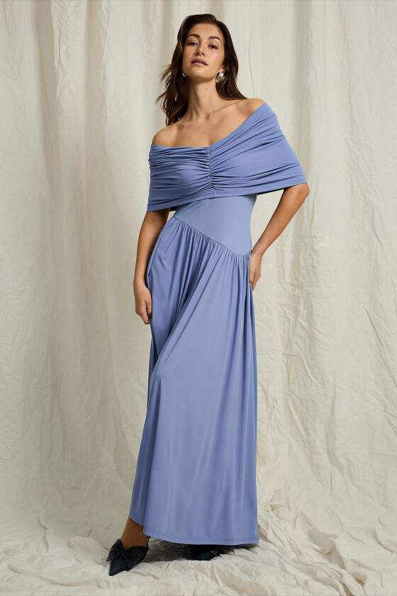 Trikotkjole med cape - Blå