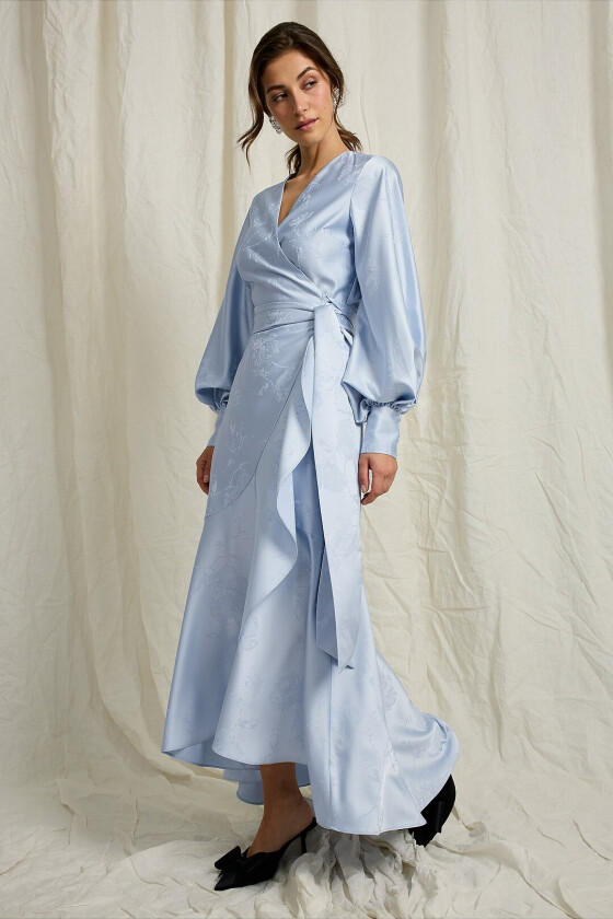 Maxikjole i sateng - Blå