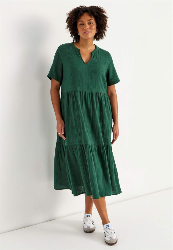 Kjole i rynket bomull