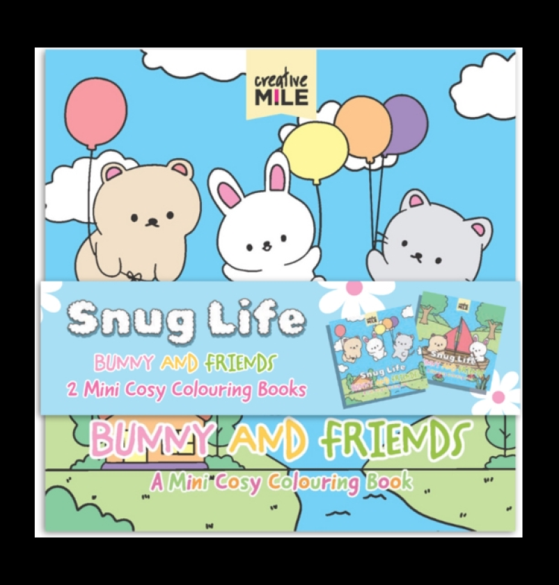 2 Pack Mini Colouring Book Snug Life Cosy Colouring Bunny and Friends