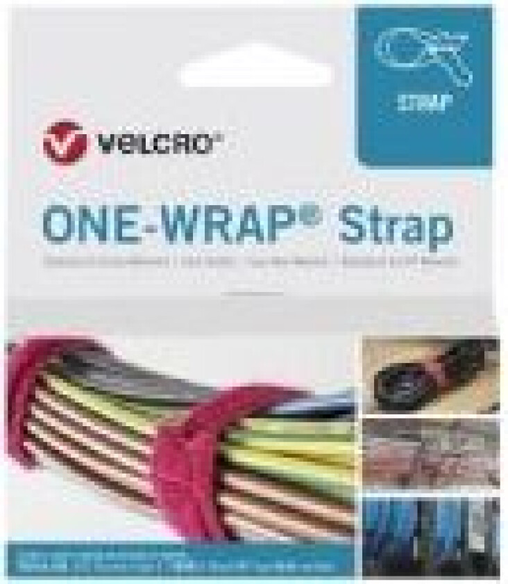 Velcro ONE-WRAP, Frigjørbart buntebånd, Polypropylen (PP), Velcro mappe, Sort, 150 mm, 20 mm, 25 stykker
