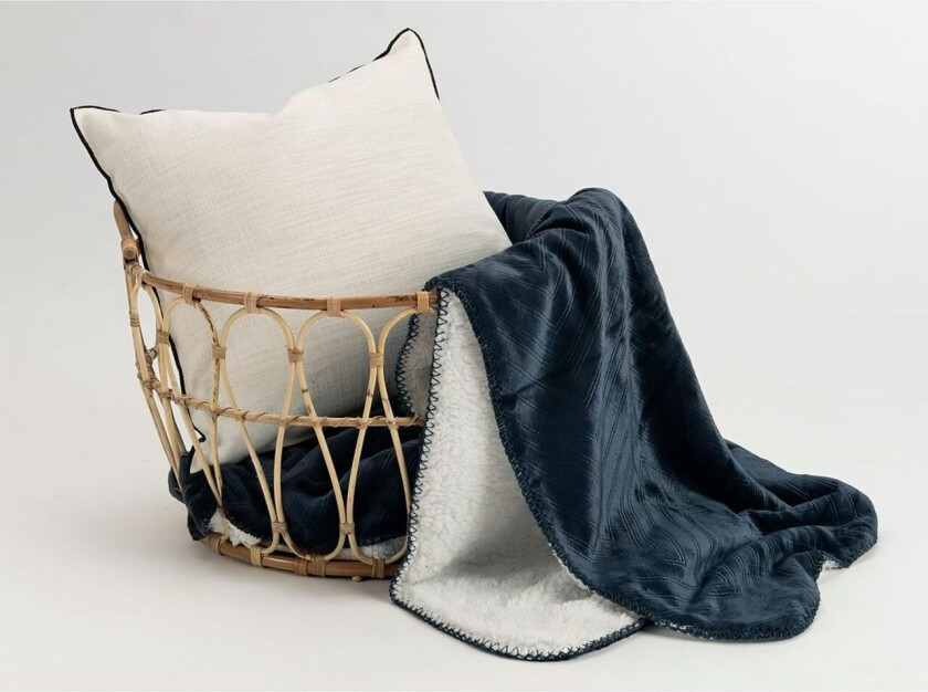 Pledd Sherpa 130 x 170 cm - Marineblå