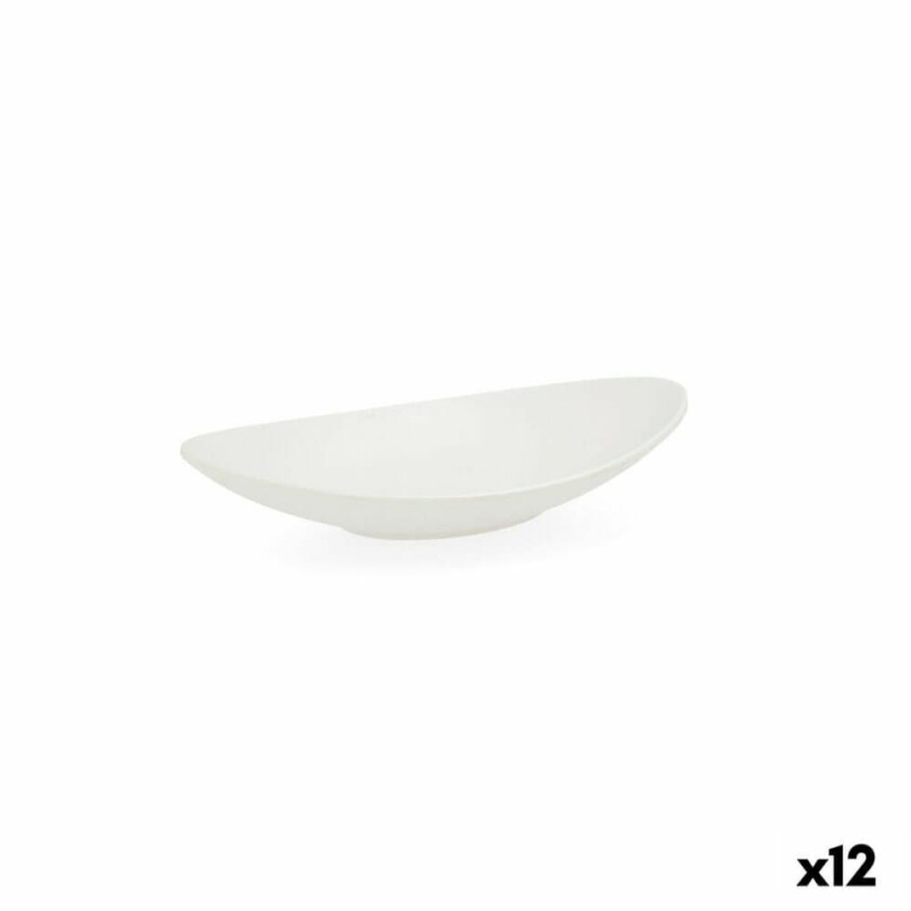 Dyp tallerken Quid Select Avlang Hvit plast 18 x 10,5 x 3 cm (12 kvantitet)
