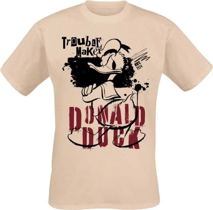 Disney T-skjorte - Donald Duck - Trouble Maker - M til 3XL - Herrer - sand