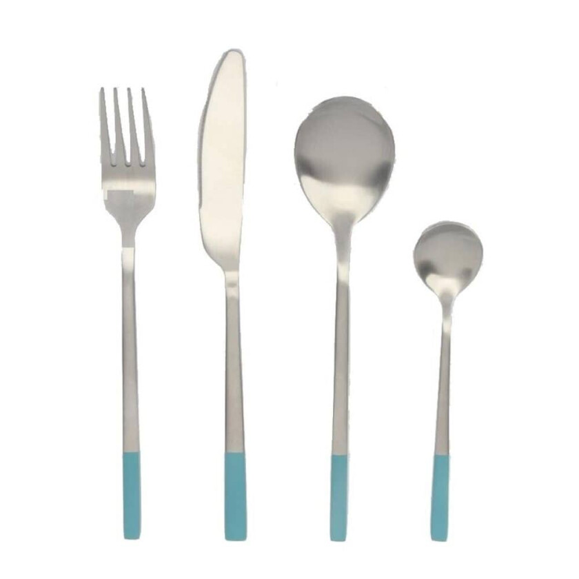 Bestikk DKD Home Decor Blå Sølvaktig Rustfritt stål 16 stk