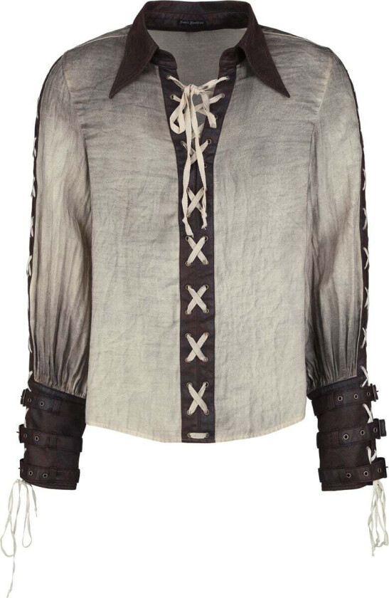 Goth T-skjorte - Men's Steampunk Retro Drawstring Shirt - S til 3XL - Herrer - beige-brun
